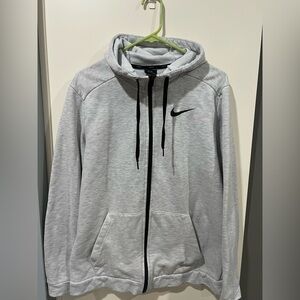 Nike Light Gray Dri-FIT Full-Zip Hoodie with Black Accents